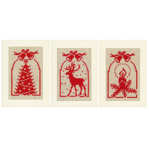 Greeting Card Counted Cross Stitch Kit ~ Christmas Symbols Set of 3