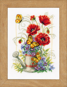 Counted Cross Stitch Kit ~ Watering Can Flowers