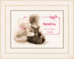 Birth Record Counted Cross Stitch Kit ~ Cuddle Teddy