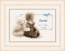 Load image into Gallery viewer, Birth Record Counted Cross Stitch Kit ~ Cuddle Teddy