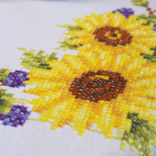Load image into Gallery viewer, Tablecloth Embroidery Kit ~ Sunflowers