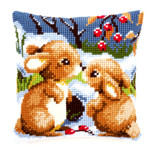 Cushion Cross Stitch Kit ~ Snow Rabbits