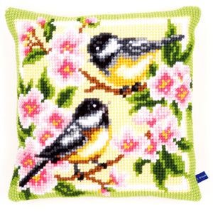 Cushion Cross Stitch Kit ~ Birds and Blossoms