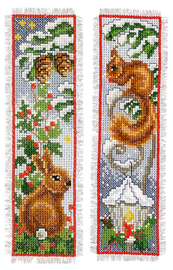 Bookmark Counted Cross Stitch Kit ~ Rabbit and Squirrel Set of 2