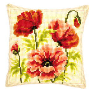 Cushion Cross Stitch Kit ~ Poppies