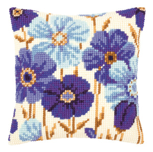 Cushion Cross Stitch Kit ~ Blue Flowers