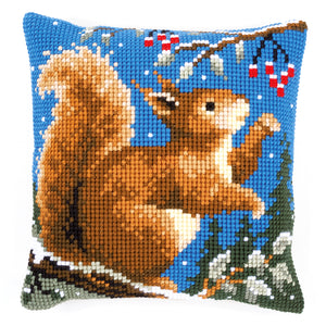 Cushion Cross Stitch Kit ~ Squirrel in Winter