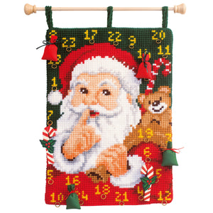 Wall Hanging Cross Stitch Kit ~ Advent Calendar Santa