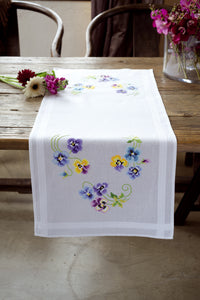 Embroidery Kit Table Runner ~ Pretty Pansies