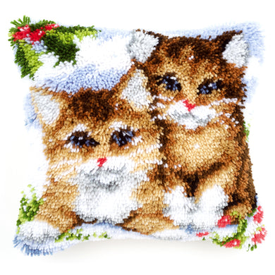 Cushion Latch Hook Kit ~ Snow Cats