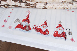 Embroidery Kit Table Runner ~ Christmas Gnomes