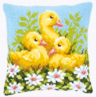 Cushion Cross Stitch Kit ~ Ducklings with Daisies I