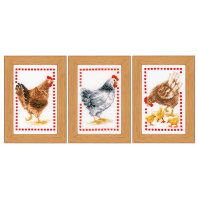 Counted Cross Stitch Kit ~ Miniatures Chickens Set of 3