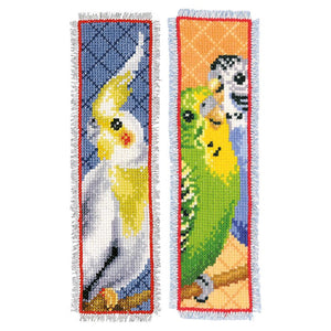 Parakeets - Cross Stitch Bookmark Kit - Set of 2