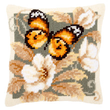 Load image into Gallery viewer, Cushion Cross Stitch Kit ~ Black &amp; Orange Butterfly