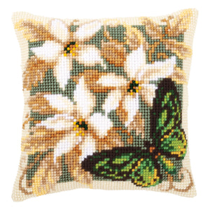Cushion Cross Stitch Kit ~ Green Butterfly