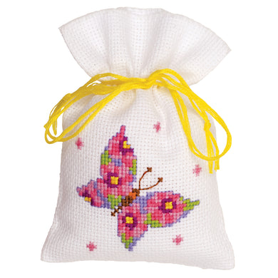 Counted Cross Stitch Kit ~ Gift Bag ~ Butterfly Pink
