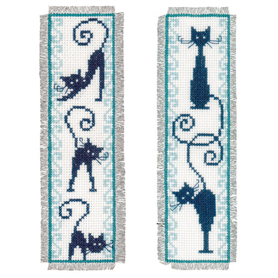 Counted Cross Stitch Kit ~ Bookmark Cheerful Cats Set of 2