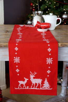 Table Runner Cross Stitch Kit ~ Christmas Deer