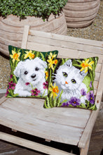 Load image into Gallery viewer, Cushion Cross Stitch Kit ~ White Cat in Daffodils