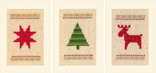 Load image into Gallery viewer, Counted Cross Stitch Kit ~ Greeting Card Christmas Set of 3