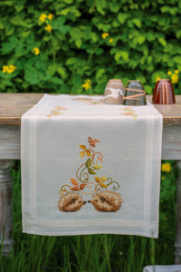 Embroidery Kit Table Runner ~ Hedgehogs & Autumn Leaves