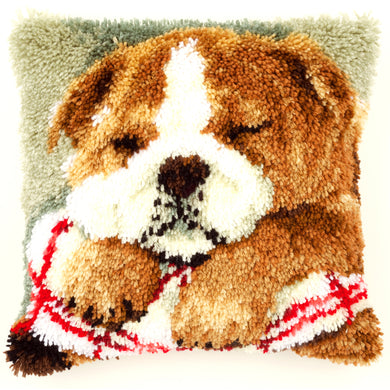 Cushion Latch Hook Kit ~ Sleeping Bulldog