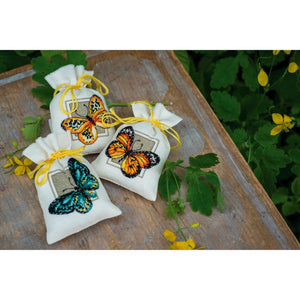 Counted Cross Stitch Kit ~ Pot-Pourri Bag ~ Butterflies Set of 3