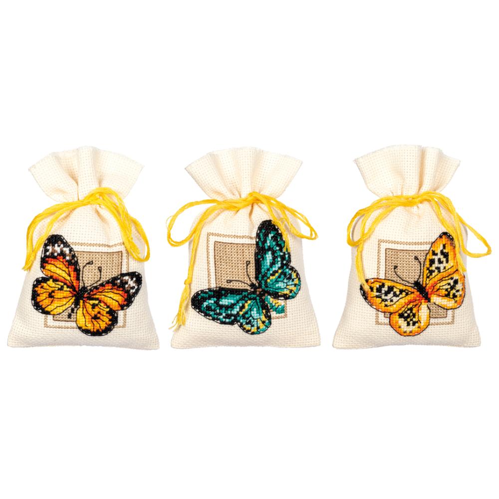Counted Cross Stitch Kit ~ Pot-Pourri Bag ~ Butterflies Set of 3