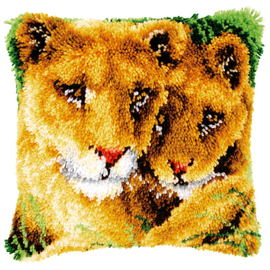Cushion Latch Hook Kit ~ Lioness and Cub