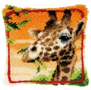 Cushion Latch Hook Kit ~ Giraffe Eating Leaves