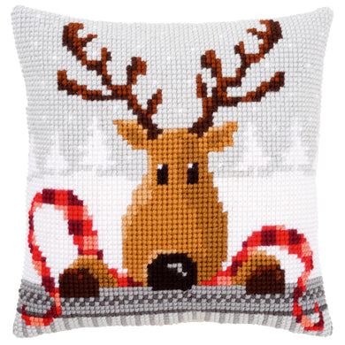 Cushion Cross Stitch Kit ~ Reindeer with a Red Scarf