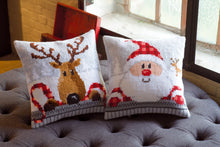 Load image into Gallery viewer, Cushion Cross Stitch Kit ~ Santa in a Plaid Hat