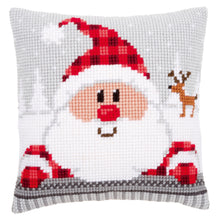 Load image into Gallery viewer, Cushion Cross Stitch Kit ~ Santa in a Plaid Hat