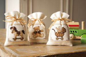 Counted Cross Stitch Kit ~ Gift Bags Toys Set of 3