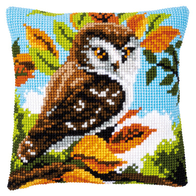 Cushion Cross Stitch Kit ~ Owl in the Bushes