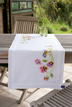 Load image into Gallery viewer, Table Runner Embroidery Kit ~ Bird &amp; Pansies