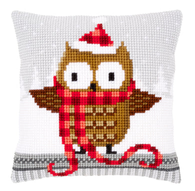 Cushion Cross Stitch Kit ~ Owl in Santa Hat