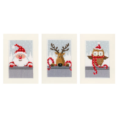 Greeting Cards Counted Cross Stitch Kit ~ Christmas Buddies I Set of 3