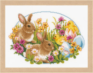 Counted Cross Stitch Kit ~ Rabbits and Chicks
