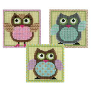 Counted Cross Stitch Kit ~ Funny Owls Trio Set of 3