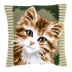 Cushion Cross Stitch Kit ~ Brown Cat