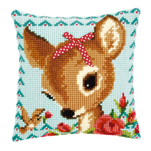 Cushion Cross Stitch Kit ~ Bambi with a Bow