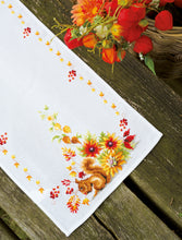 Load image into Gallery viewer, Counted Cross Stitch Kit Table Runner ~ Squirrel in Autumn