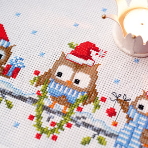 Runner Counted Cross Stitch Kit ~ Christmas Owls