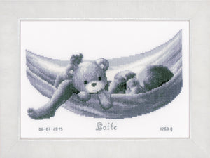 Birth Record Counted Cross Stitch Kit ~ Baby in Hammock