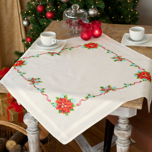 Tablecloth Embroidery Kit ~ Poinsettia & Ribbon