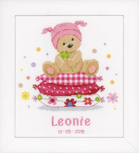 Load image into Gallery viewer, Counted Cross Stitch Kit ~ Birth Record Bear On Pillow