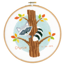 Load image into Gallery viewer, Counted Cross Stitch Kit ~ Raccoon in Tree