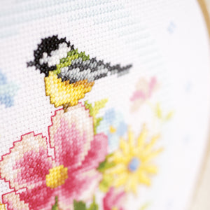 Counted Cross Stitch Kit with Hoop ~ Bird and Flowers